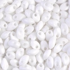 Miyuki long Magatama beads 4x7mm - White opaque LMA-402